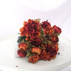 Rose Artificial Flowers High Quality Hydrangea Hybrid Bouquet Silk Fake Flower Autumn Decoration DIY Home Garden Wedding Decor