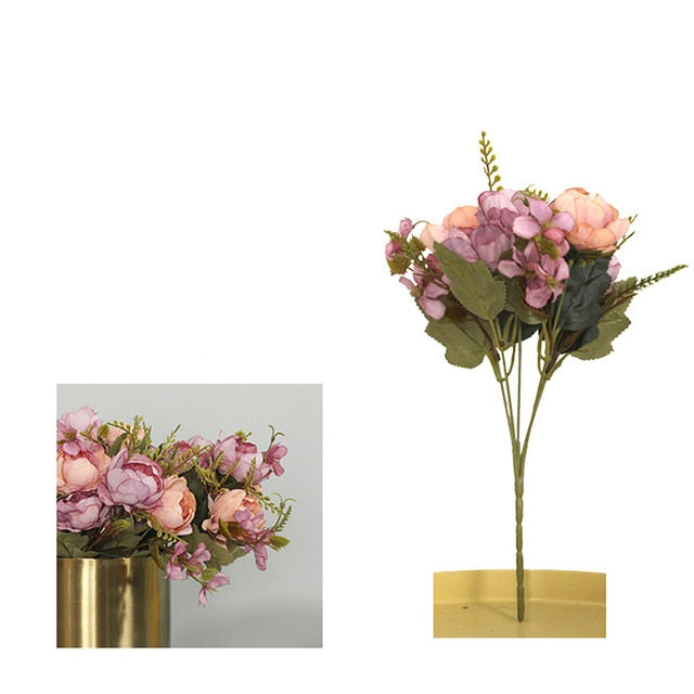 5 Head Bouquet Peony Artificial Flowers Small White Silk Peonies Fake Flowers Wedding Party Home Decoration Rose Flower Pink Art