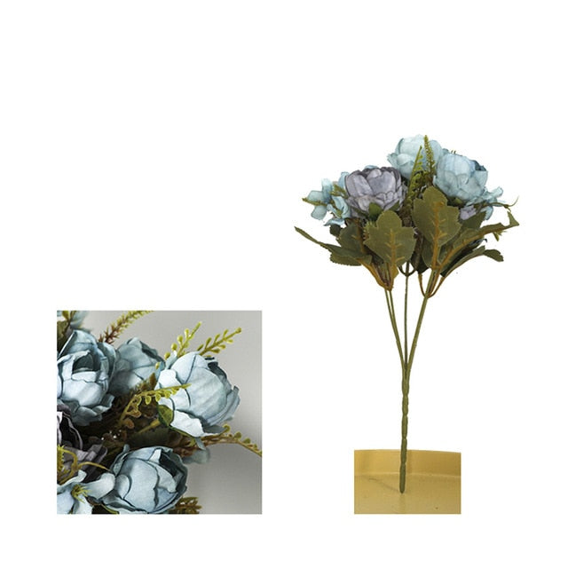 5 Head Bouquet Peony Artificial Flowers Small White Silk Peonies Fake Flowers Wedding Party Home Decoration Rose Flower Pink Art