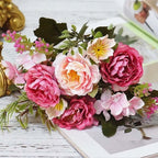 Artificial Flowers Rose Silk Flowers Bouquet Small Peony Fake Flowers Faux flores Wedding Home DIY Decoration Valentine's Day